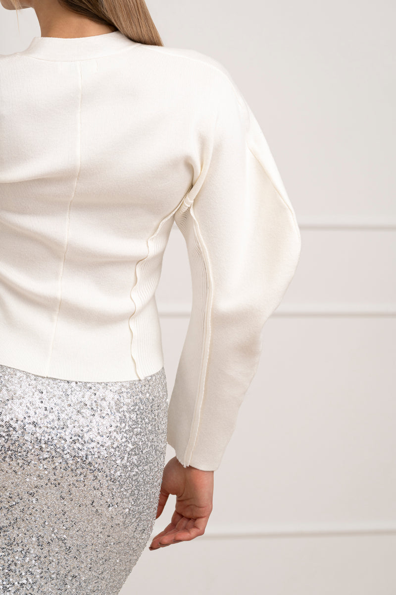 Moteriškas susagstomas megztinis CADENCE Balta