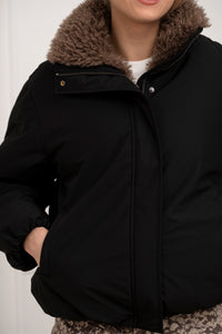 Moteriška striukė su teddy kailiu BILLY Juoda/Ruda