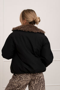 Moteriška striukė su teddy kailiu BILLY Juoda/Ruda