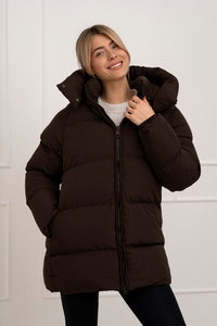 Moteriška vidutinio ilgio striukė su gobtuvu ROBIN Ruda