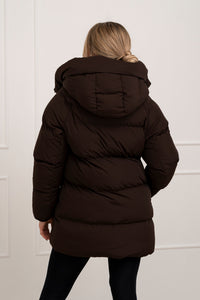 Moteriška vidutinio ilgio striukė su gobtuvu ROBIN Ruda