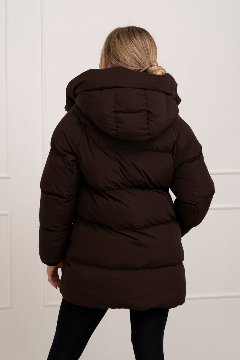 Moteriška vidutinio ilgio striukė su gobtuvu ROBIN Ruda