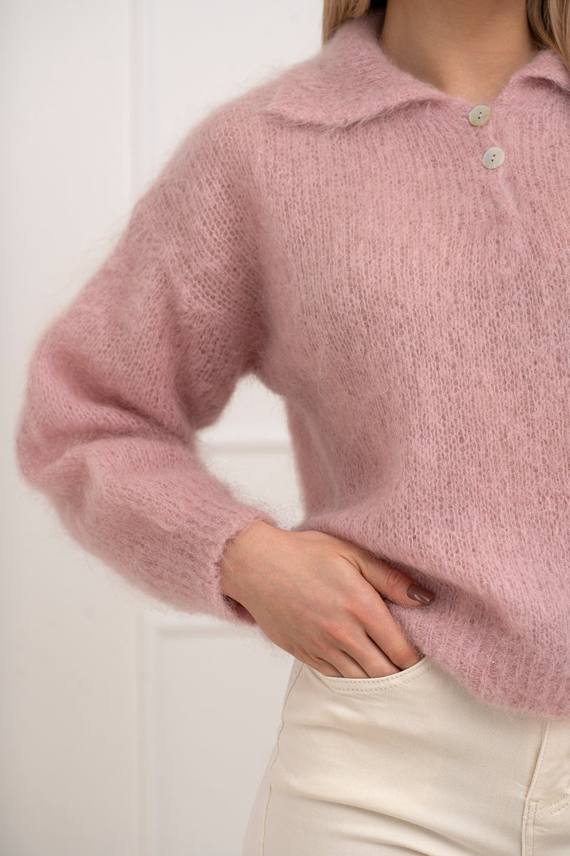 Moteriškas itališkas moheros vilnos megztinis RAYANA Rožinė