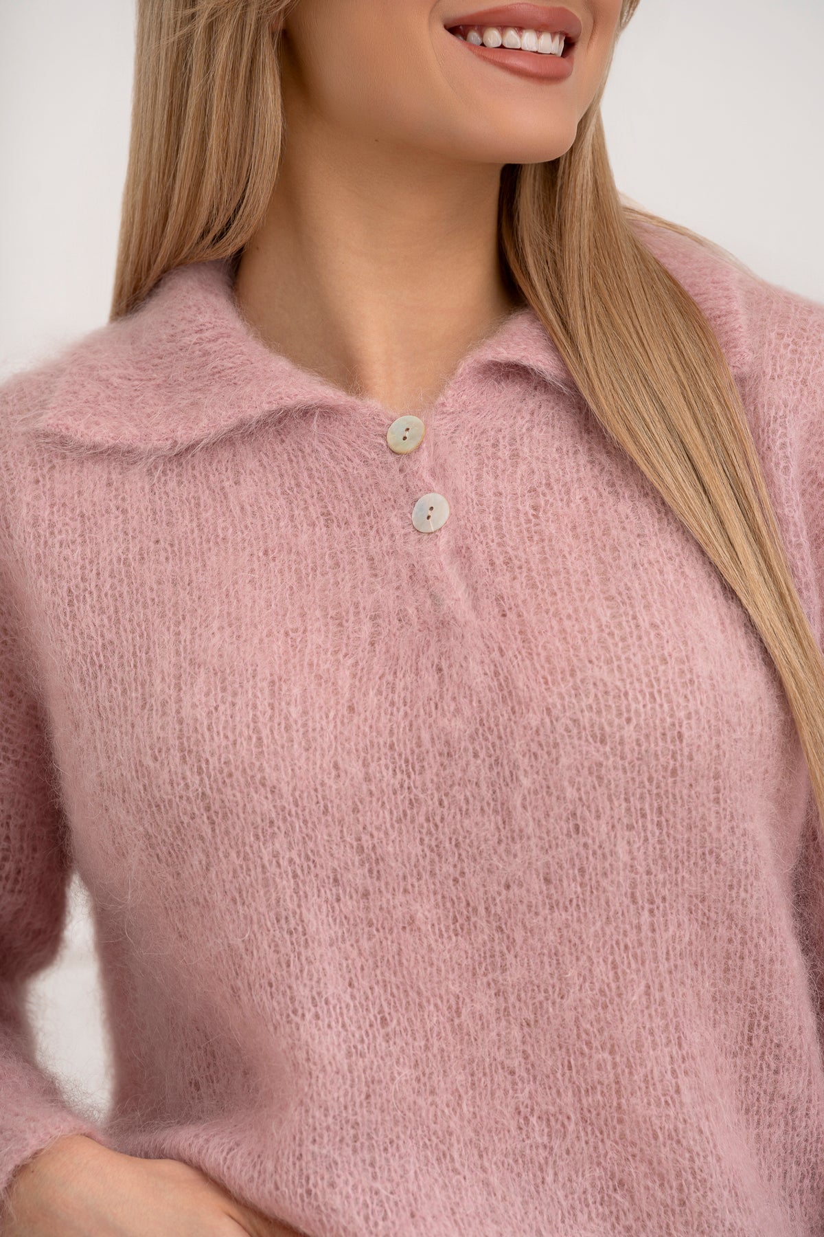 Moteriškas itališkas moheros vilnos megztinis RAYANA Rožinė