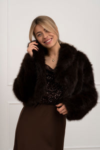 Moteriški trumpi kailiniai NAIRO Tamsiai ruda