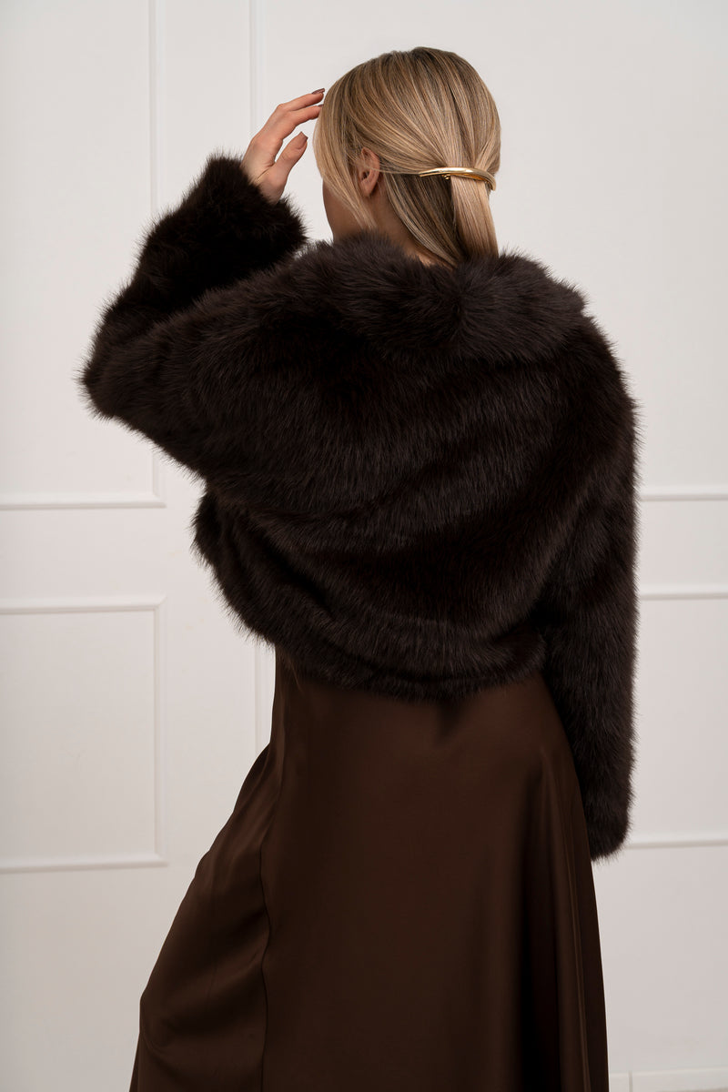 Moteriški trumpi kailiniai NAIRO Tamsiai ruda