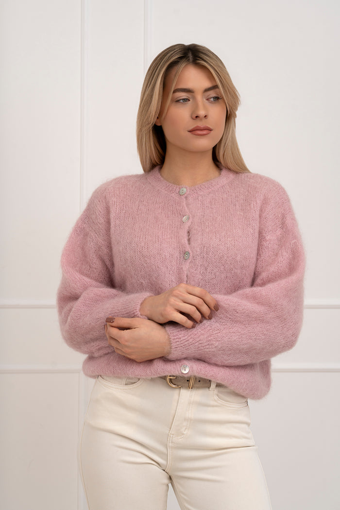 Moteriškas itališkas moheros vilnos megztinis EMELIN Rožinė