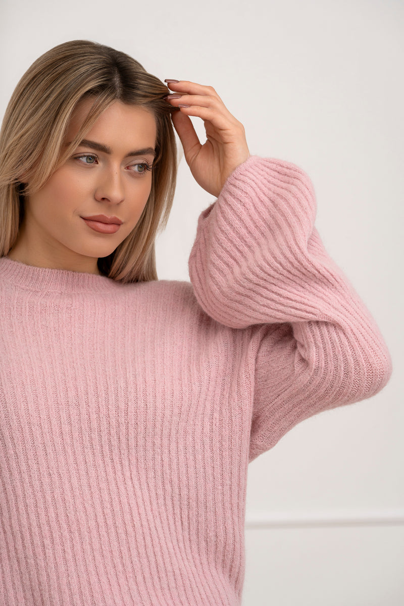 Moteriškas itališkas megztinis su baby alpakos vilna URSULA Rožinė
