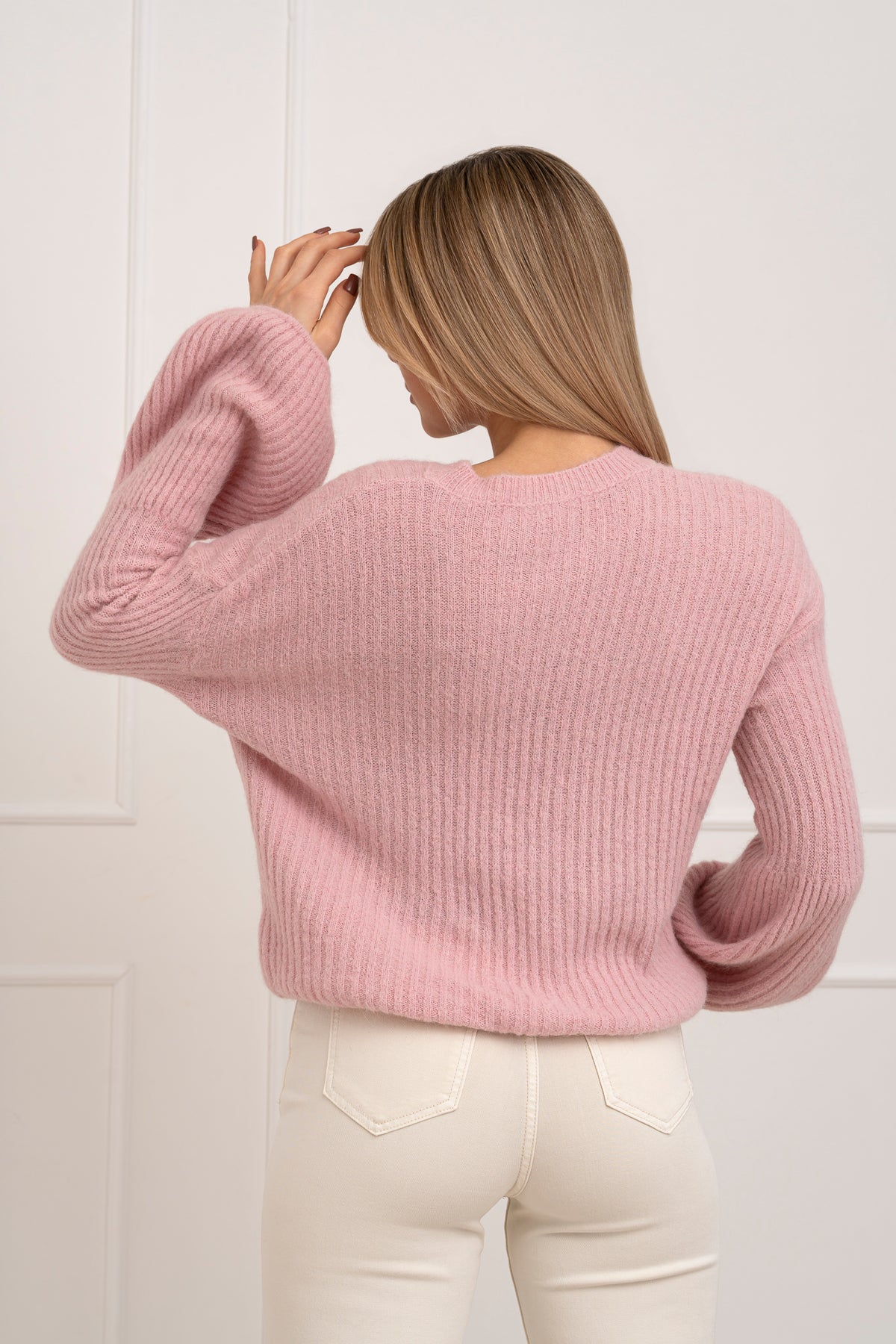 Moteriškas itališkas megztinis su baby alpakos vilna URSULA Rožinė