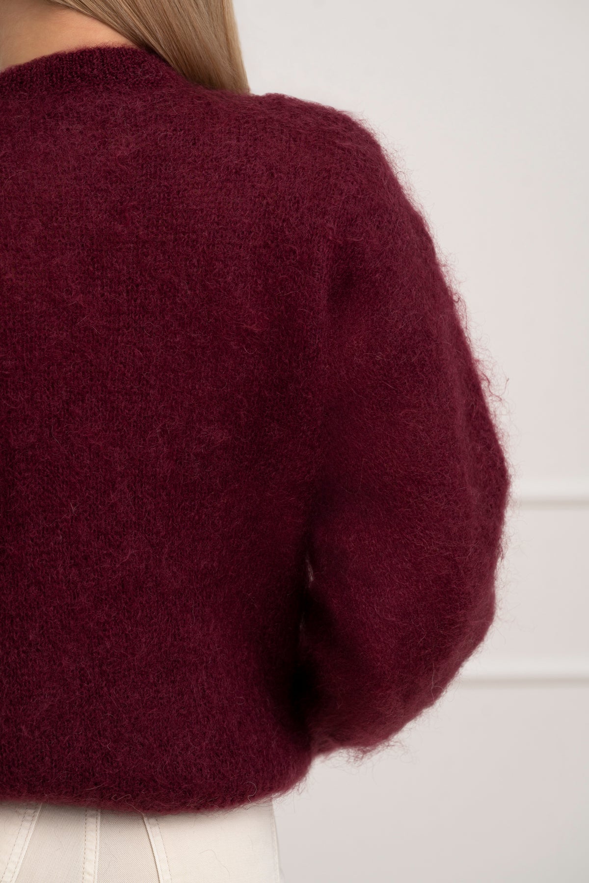 Moteriškas itališkas moheros vilnos megztinis EMELIN Bordo