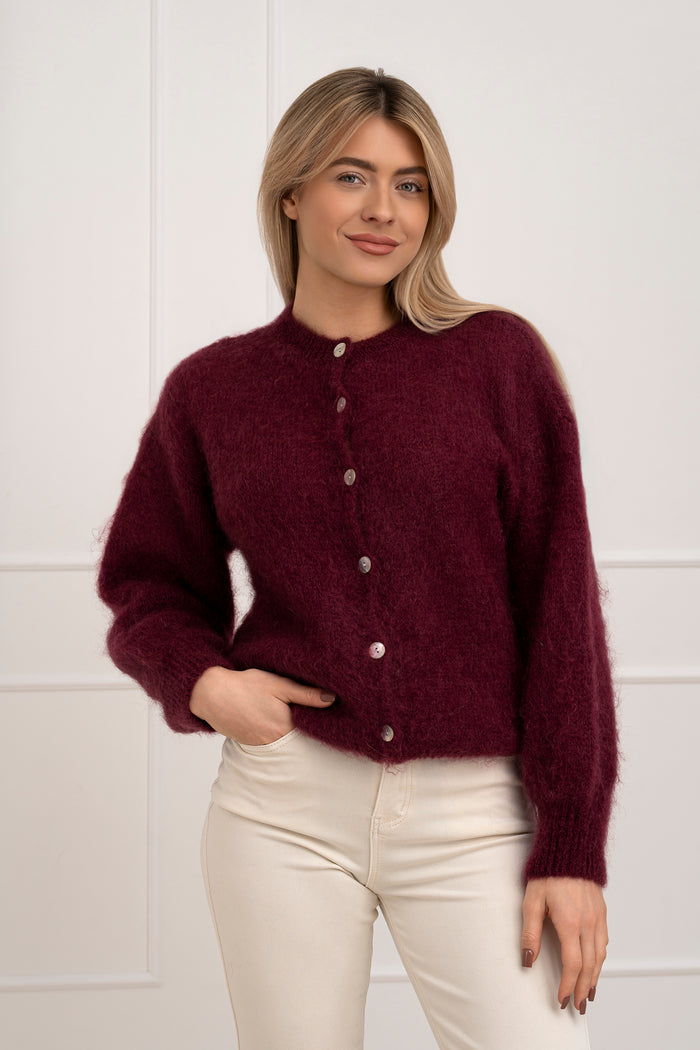 Moteriškas itališkas moheros vilnos megztinis EMELIN Bordo
