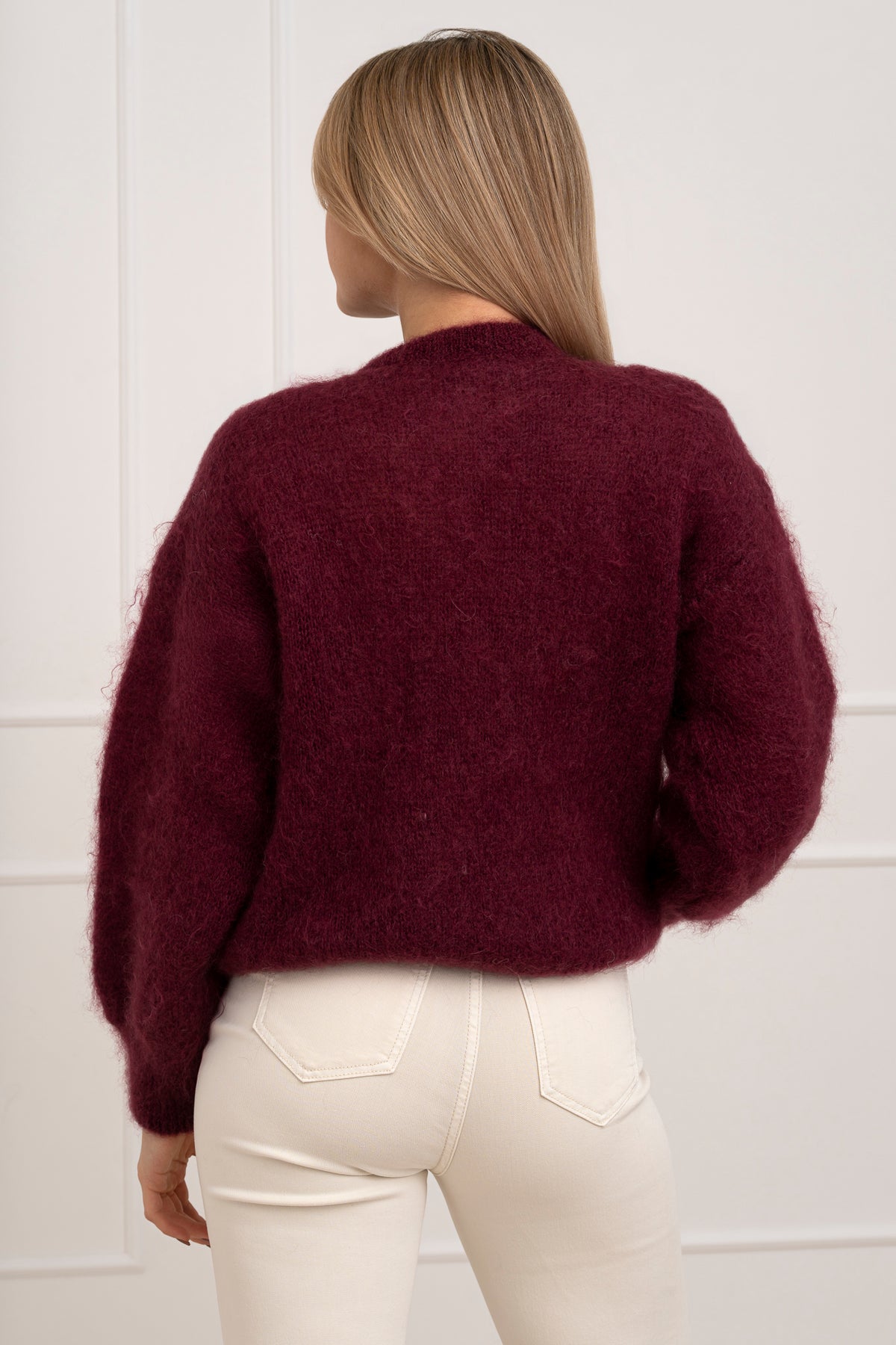 Moteriškas itališkas moheros vilnos megztinis EMELIN Bordo