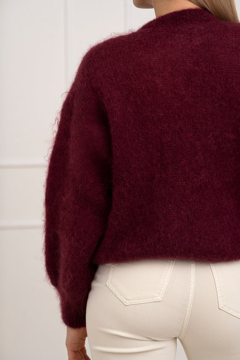 Moteriškas itališkas moheros vilnos megztinis EMELIN Bordo