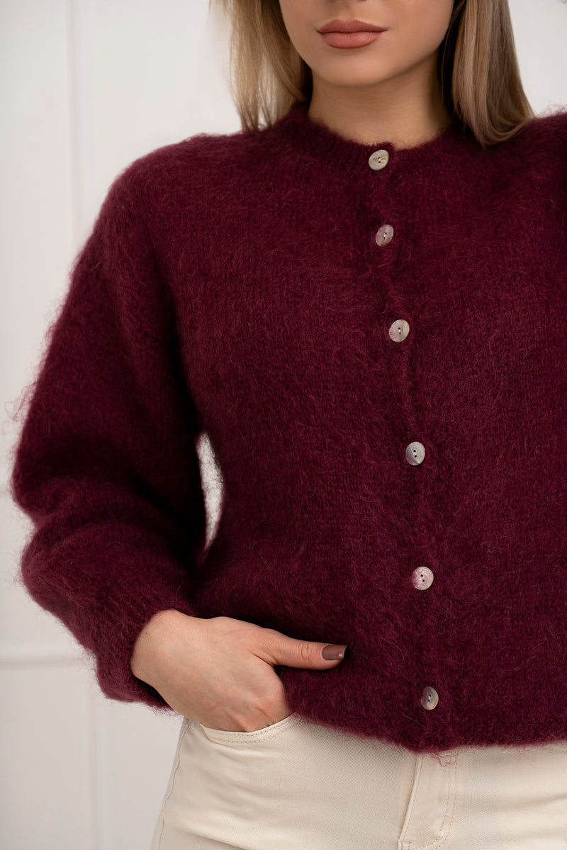 Moteriškas itališkas moheros vilnos megztinis EMELIN Bordo