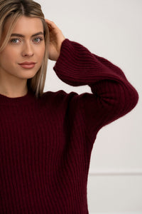 Moteriškas itališkas megztinis su baby alpakos vilna URSULA Bordo