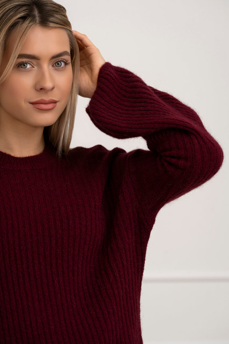 Moteriškas itališkas megztinis su baby alpakos vilna URSULA Bordo