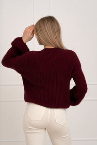 Moteriškas itališkas megztinis su baby alpakos vilna URSULA Bordo