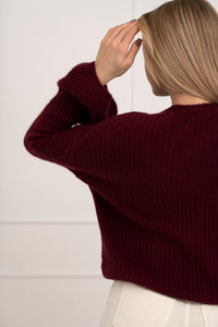 Moteriškas itališkas megztinis su baby alpakos vilna URSULA Bordo