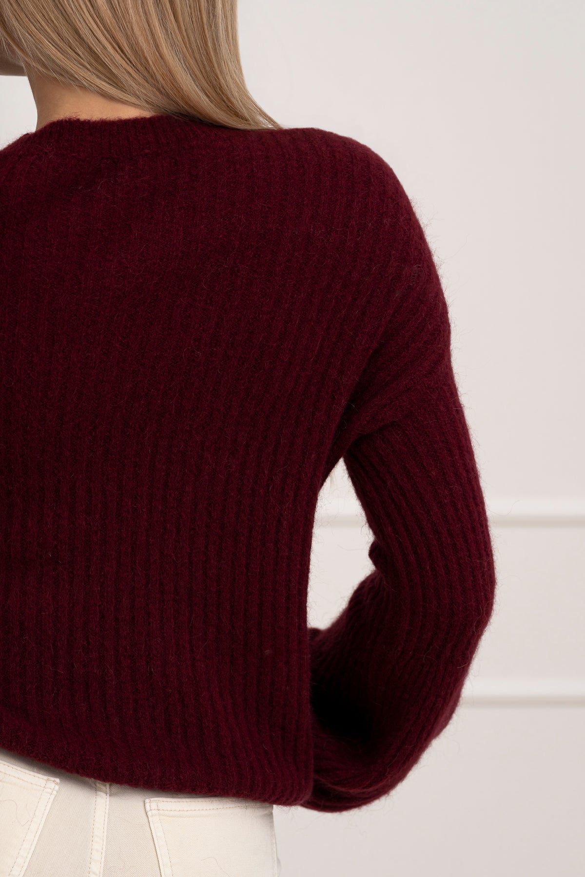 Moteriškas itališkas megztinis su baby alpakos vilna URSULA Bordo