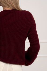 Moteriškas itališkas megztinis su baby alpakos vilna URSULA Bordo