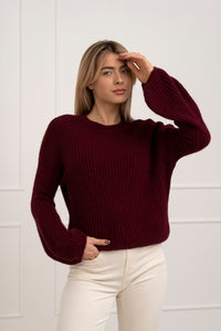 Moteriškas itališkas megztinis su baby alpakos vilna URSULA Bordo