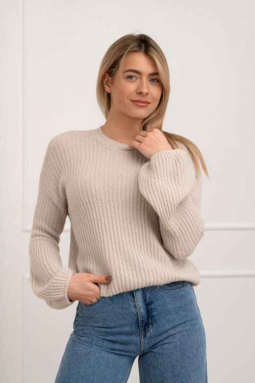 Moteriškas itališkas megztinis su baby alpakos vilna URSULA Kreminė