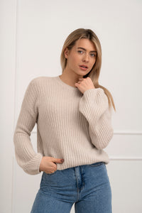 Moteriškas itališkas megztinis su baby alpakos vilna URSULA Kreminė