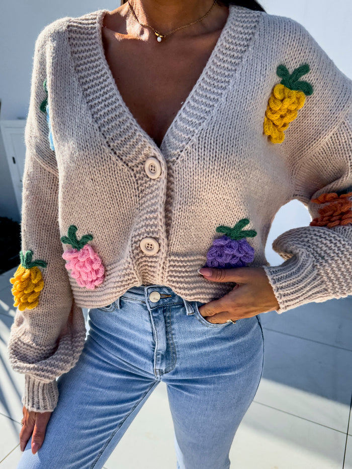 Moteriškas užsagstomas megztinis LAOS Kreminė