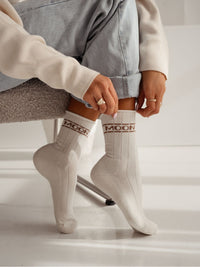 Moteriškos šiltos kojinės MOON Kreminė