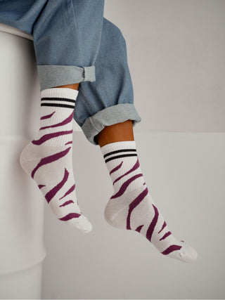 Kojinės ZEBRA Balta/Bordo