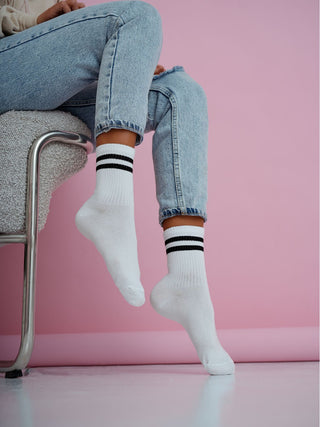 Moteriškos kojinės STRIPES Balta/Juoda
