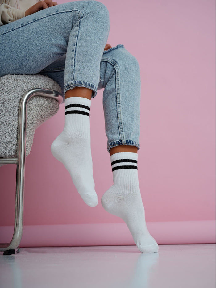 Moteriškos kojinės STRIPES Balta/Juoda